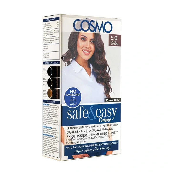 Safe & Easy No Ammonia 5.0 Light Brown Hair Color Kit
