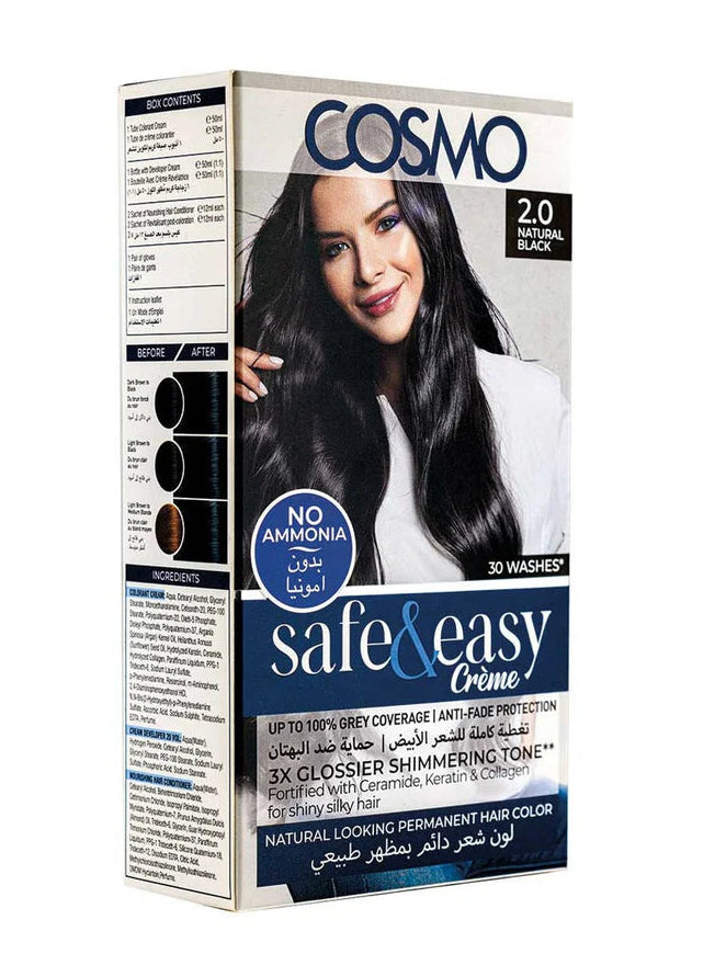 Cosmo Safe & Easy hair color box with a woman's face on the packaging.